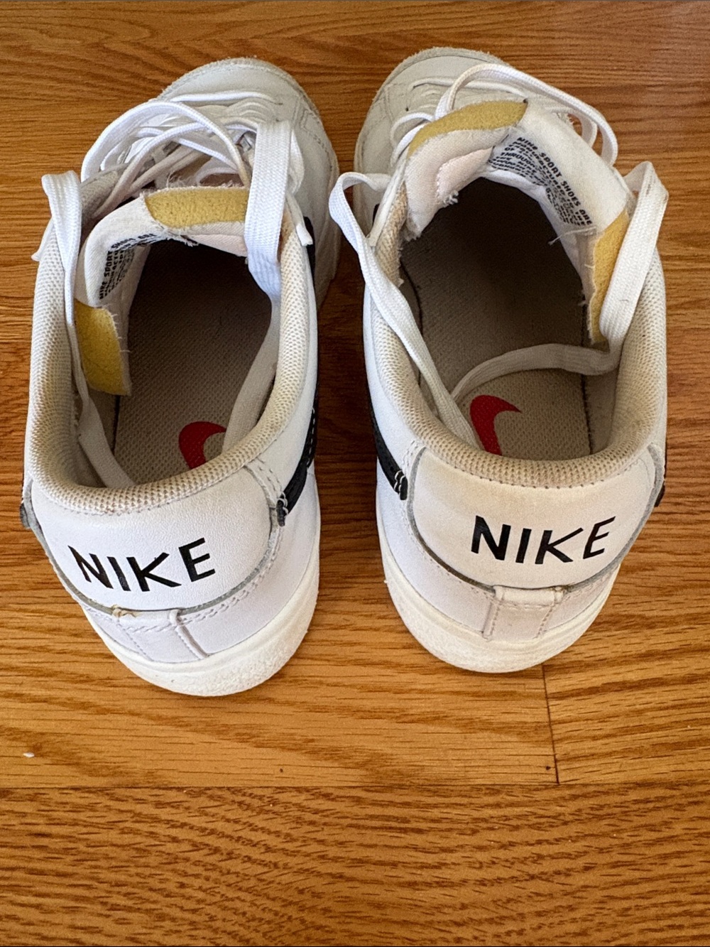 Nike Blazer Loe Cut White Platform Sneakers w Black Swoosh and Red Tongue Logo - Picture 6 of 14
